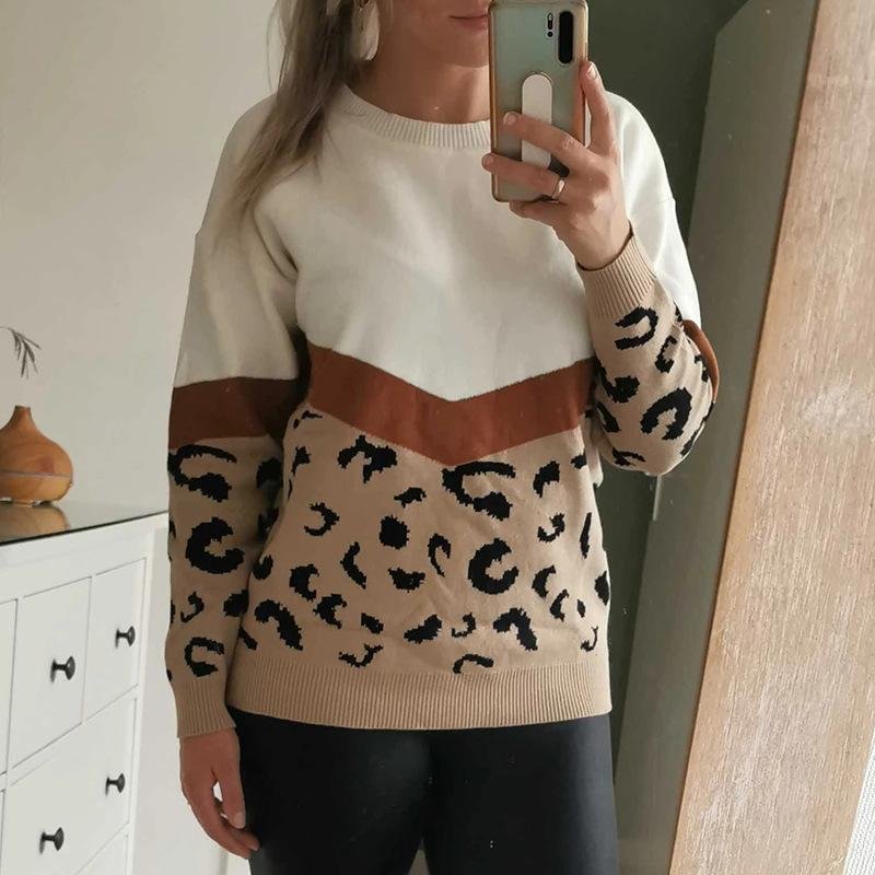 Leopard Stitched Knitted Sweater-Corachic