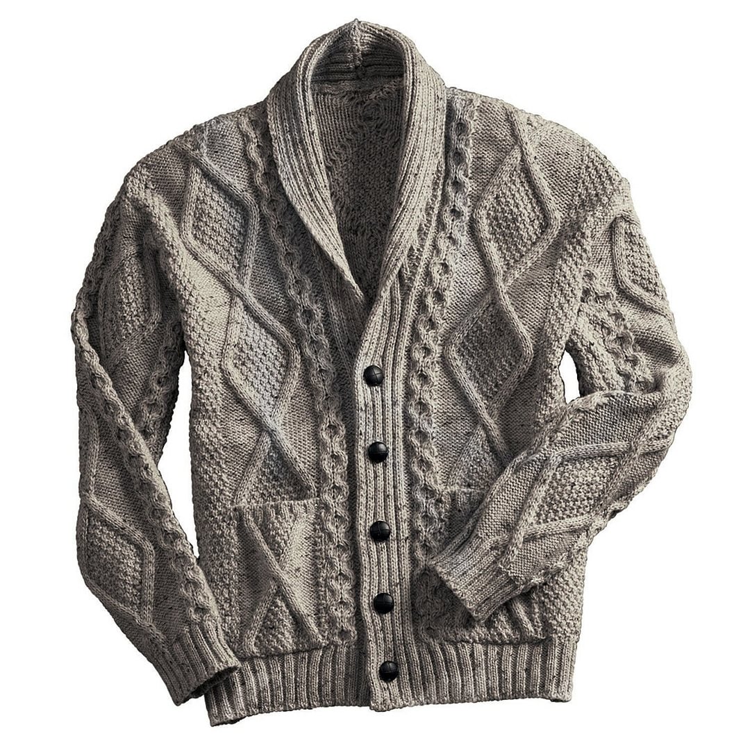 Men's Sweater Solid Color Long Sleeve Lapel Cardigan Coat Sweater-Corachic