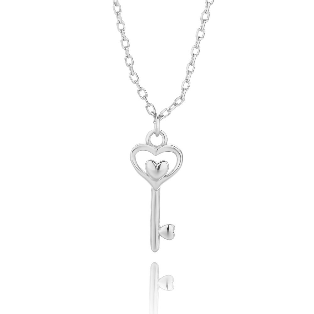 Love Key Silver Pendant Necklace