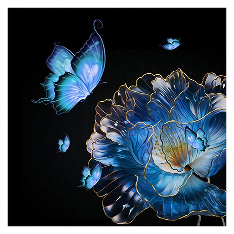 Blue Flowers-11Ct Stamped Cross Stitch-50*50CM