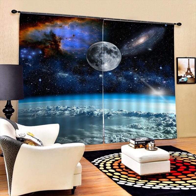 3D Curtain Space Earth Curtain - vzzhome