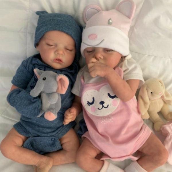 Rsgdolls® Super Trending 12'' Real Lifelike Realistic Twins Boy and Girl Katelyn and Cameron Reborn Baby Doll
