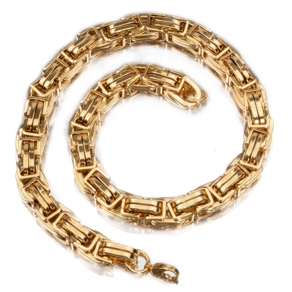 10MM Gold Color Heavy Byzantine Box Chain-VESSFUL