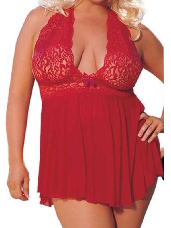 Sexy Lingerie Lace Neck Nightdress-Icossi