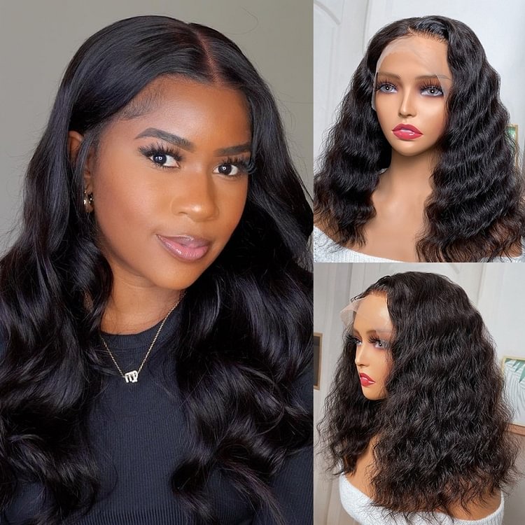 💥 Affordable  💥 Undetectable 4×4 Lace Closure Wigs | Black Wavy Bob Wigs | Upgraded 2.0