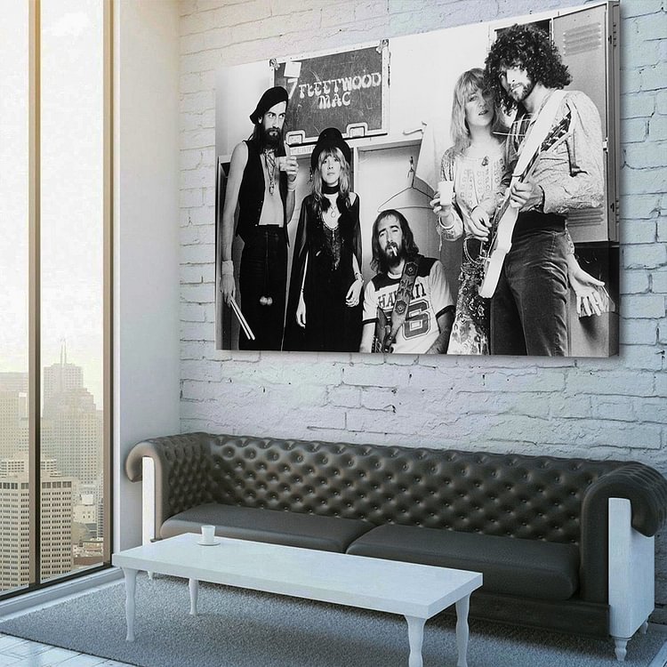 Fleetwood Mac 1970's Black and White Canvas Wall Art