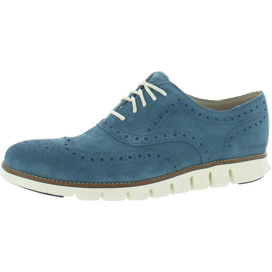 cole haan zerogrand teal suede wingtip oxfords