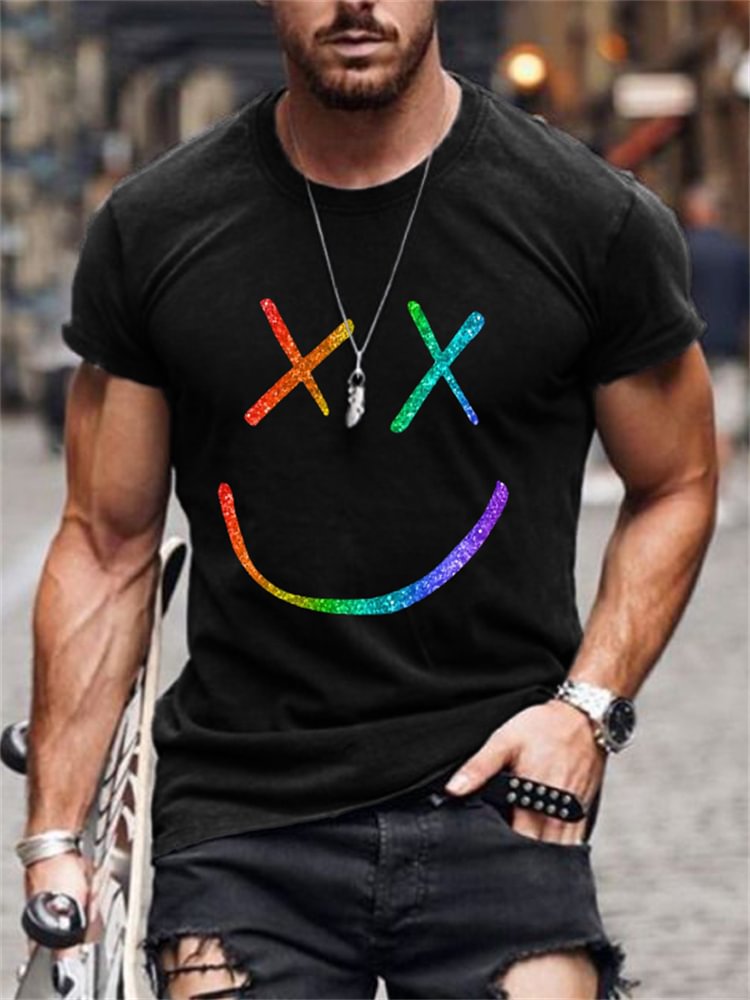 BrosWear Rainbow Smile Face Graphic T Shirt