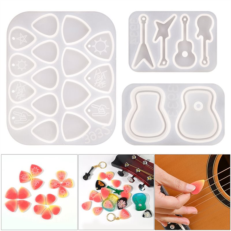 Guitar Picks Resin Mold With Picks Case Mold And Guitar Keychain Mold