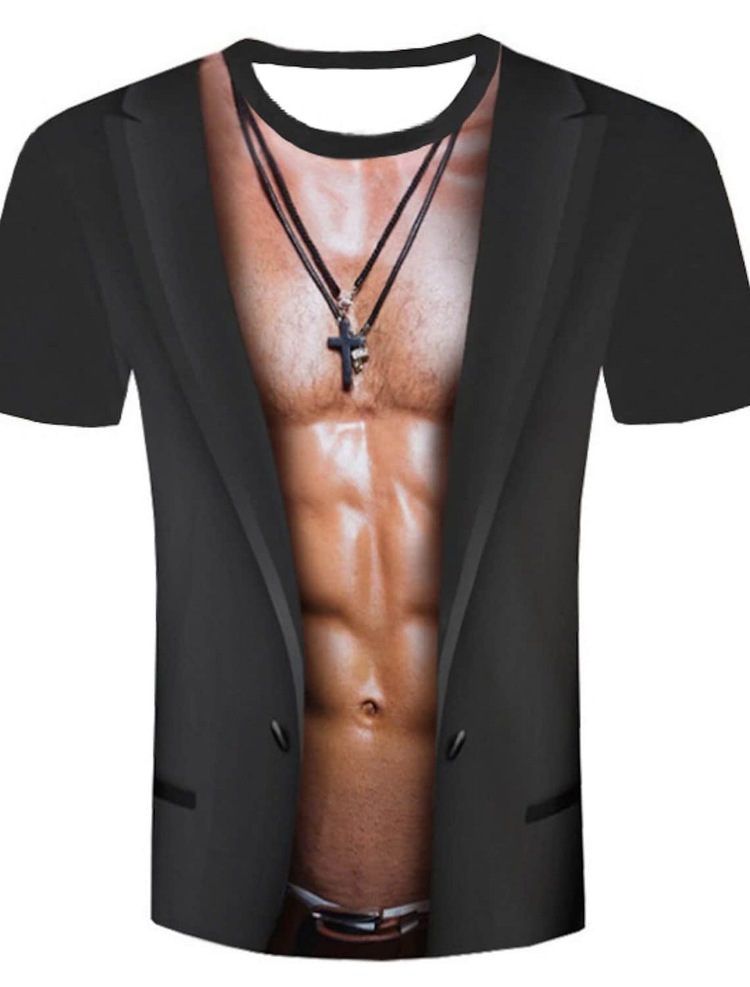 Men's T shirt Shirt Graphic Simulation Plus Size Print Tops Round Neck-Corachic