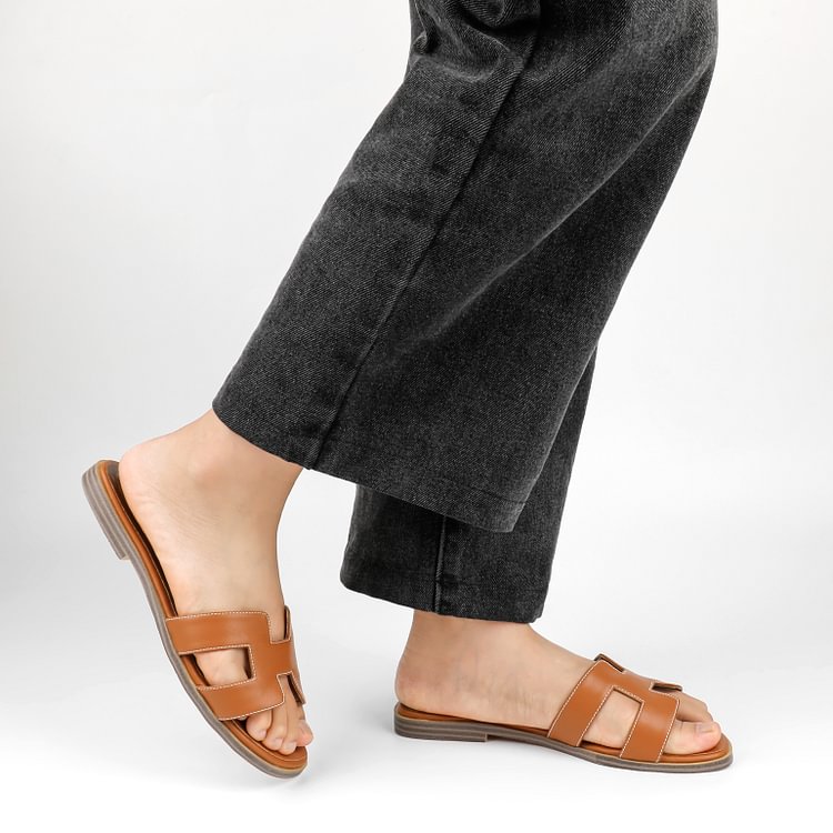 H-shape Womens Flat Sandals Outdoor Slippers