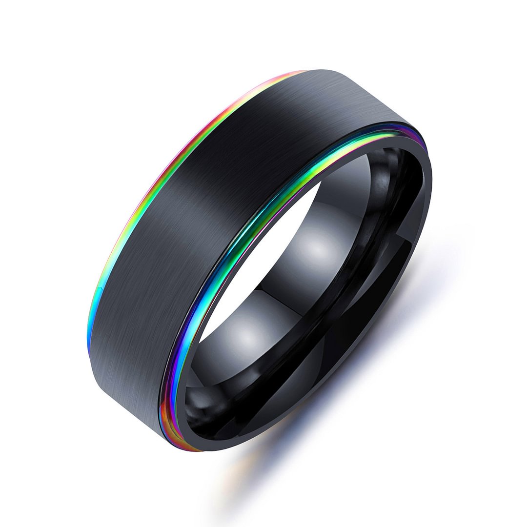 Laser Plated Rainbow Edge Rave Ring / Techwear Club / Techwear