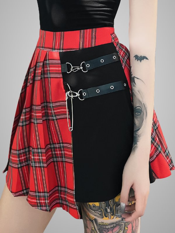 Cool Exposed Navel Gothic Pleated Skirt