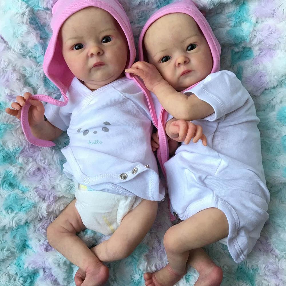 [New 2022] Cute 17" Cassie & Brady Soft Touch Twin Girls Cloth Baby Reborn Baby Dolls