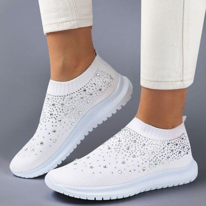  Women's Crystal Breathable Orthopedic Slip-On Walking Shoes