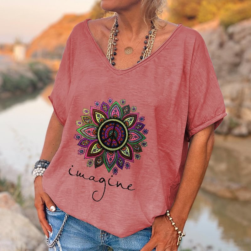 Mandala Floral Printed Hippie T-shirt