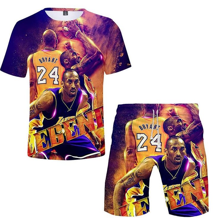 NO.24 Kobe Printed 3D T-shirt Suits Bryant Jersey +Pant-Mayoulove