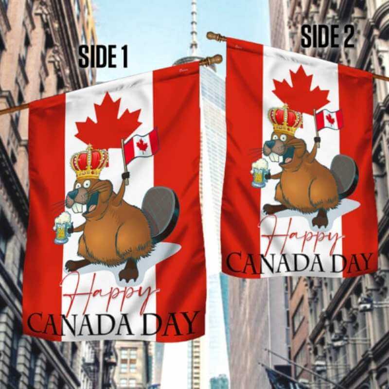 Happy Canada Day Flag Funny Beaver