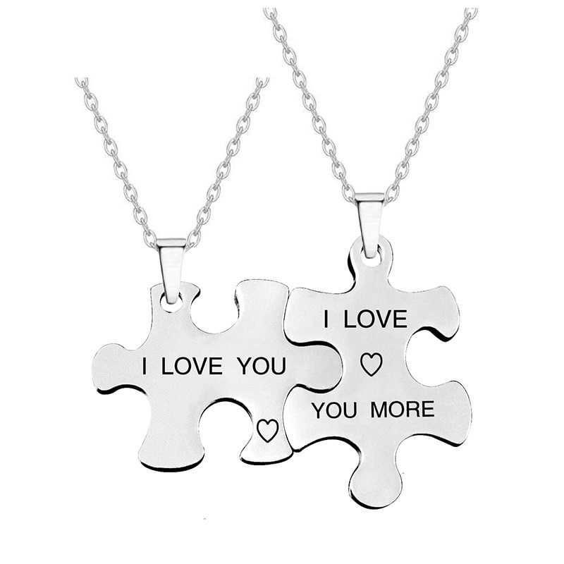 Stainless Steel Couple Puzzle Pendant Necklace / Techwear Club / Techwear