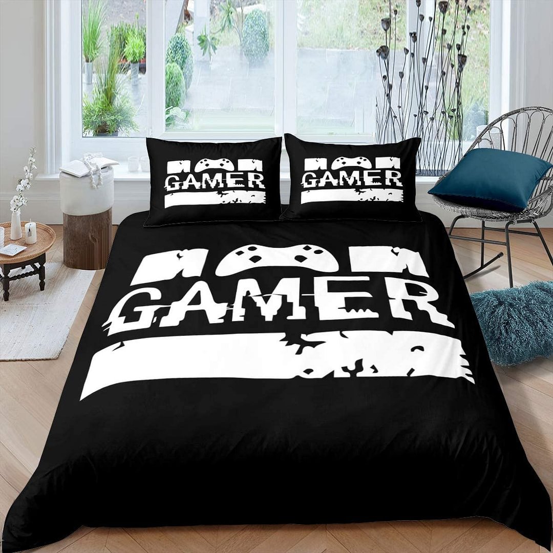 Gamepad Bedding Set for Boys Gamer Comforter Cover  Game Duvet Cover，Game Over Set - vzzhome