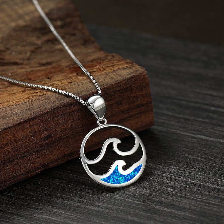 For Daughter - S925 Life is a Beach Enjoy the Waves Wave Necklace