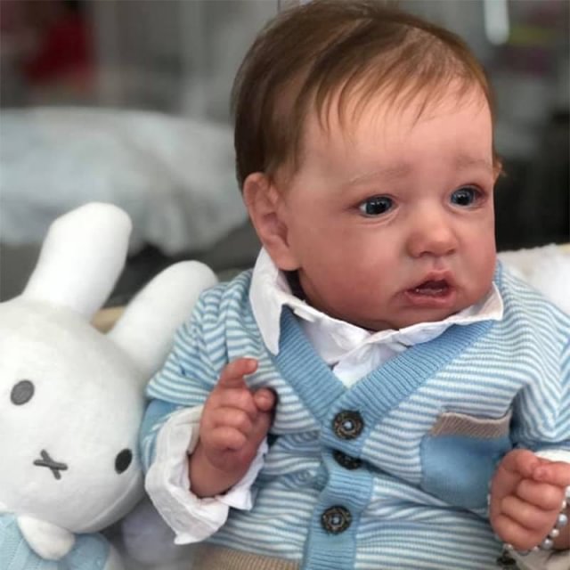 [Mini Doll] 12'' Cute Realistic Newborn Silicone Baby Doll Aldrich, Real Lifelike Reborn Baby Dolls Boy