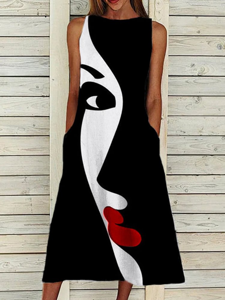 Casual Abstract Print Dress