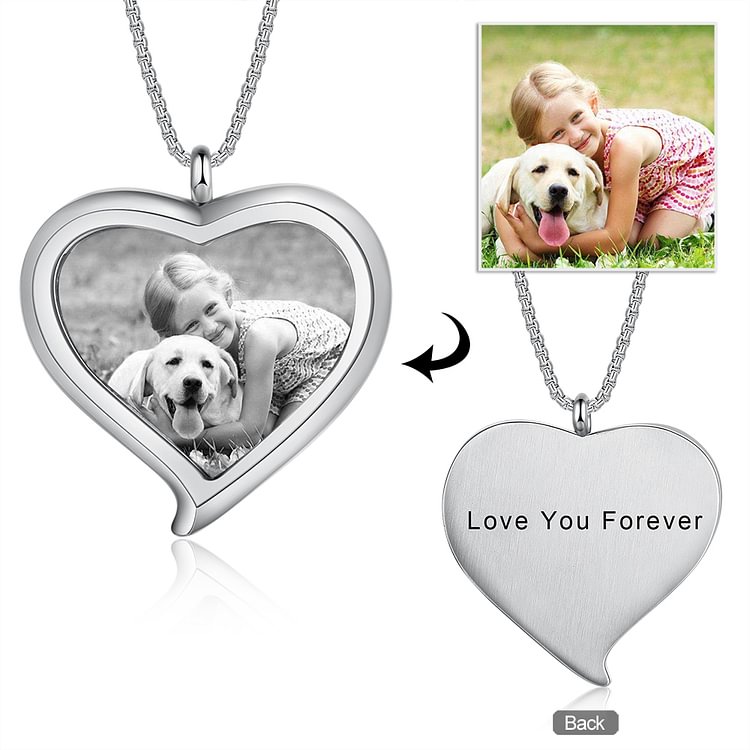 Heart Photo Engraved Tag Necklace With Engraving