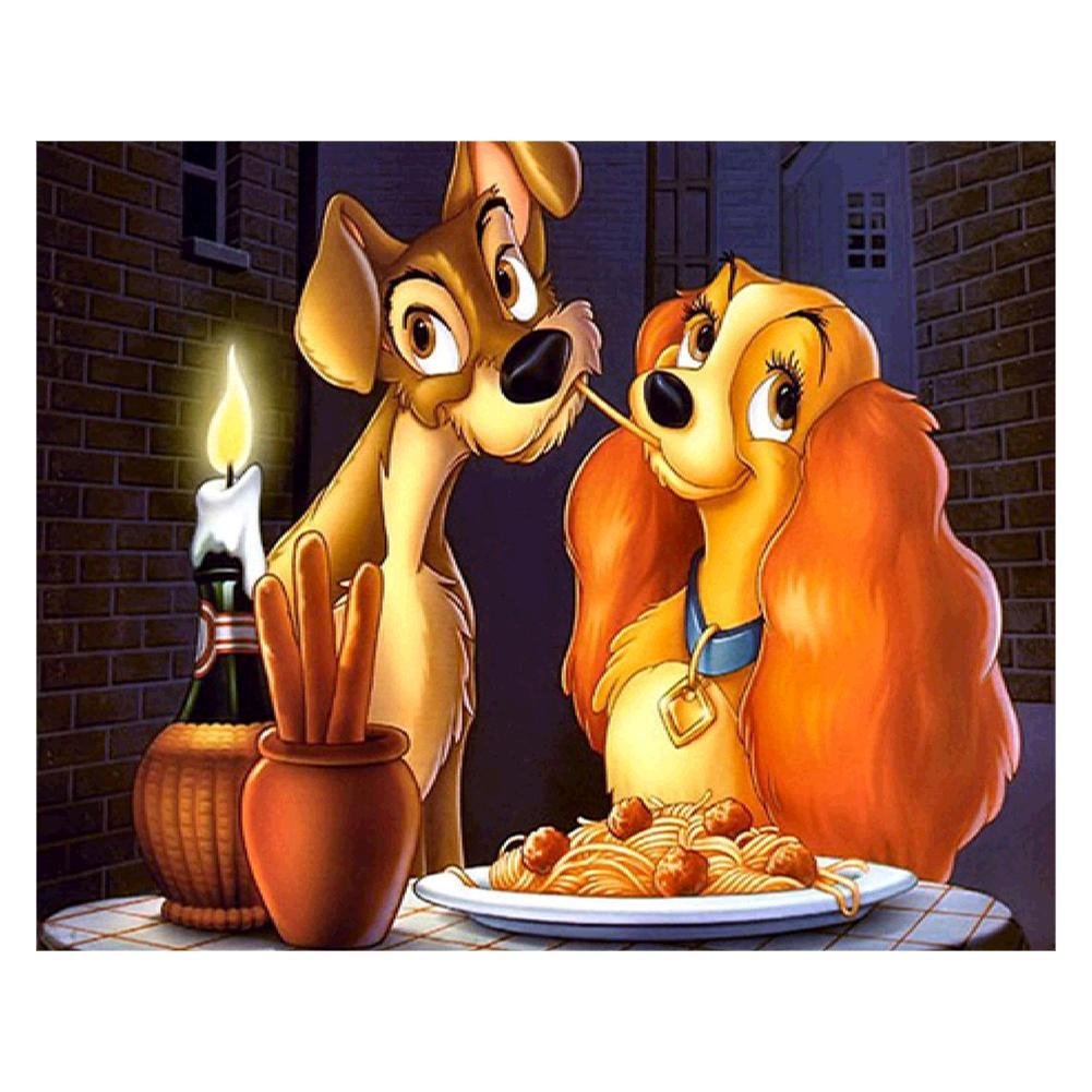 Full Round Diamond Painting Lady and the Tramp (30*25cm)