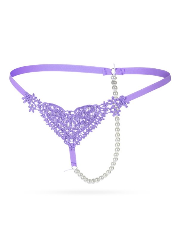 Heart-shaped Lace Panty Pearl Massage Thong-Icossi