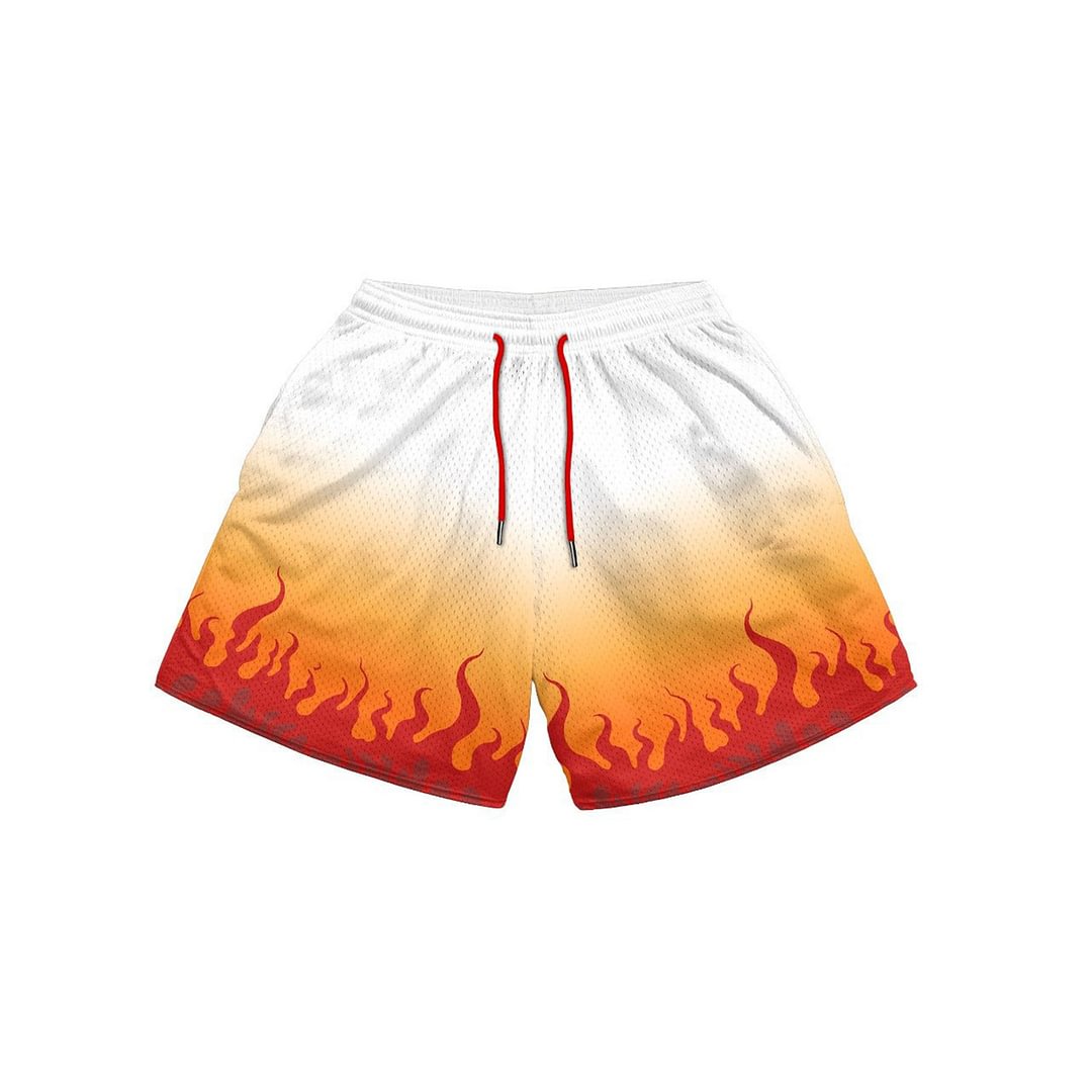 Men's Flame Print Shorts / Techwear Club / Techwear