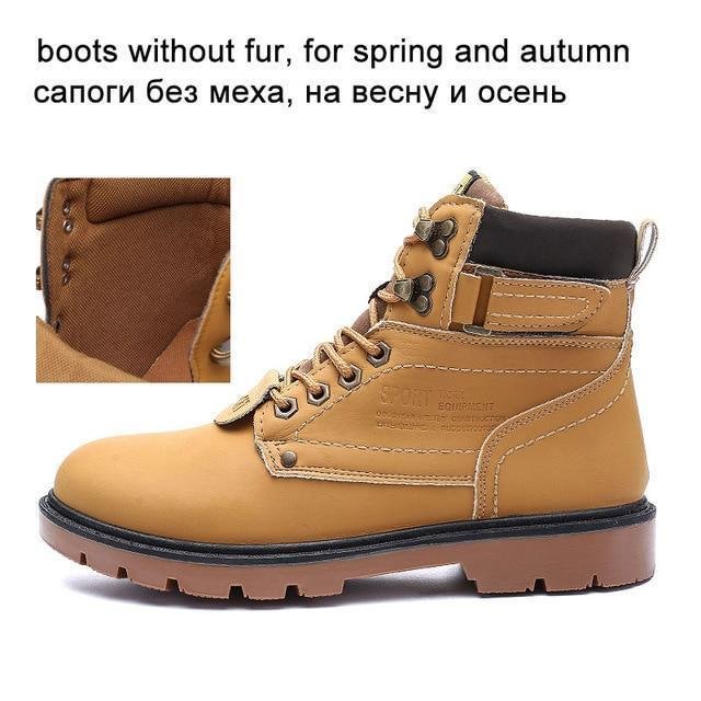 Plus Size Men's Fur Ankle Boots High Quality Plush Outdoor Work Casual Shoes-Corachic