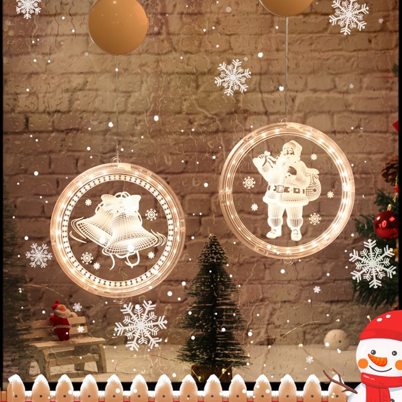 Santa Claus Christmas Tree Snowman Elk 3D Room Christmas Decoration Lights - Livereid