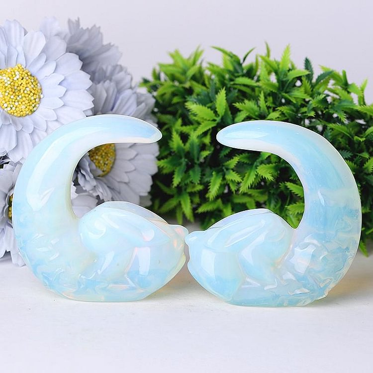 3" Opalite Moon with Rabbit Crystal Carvings Crystal wholesale suppliers