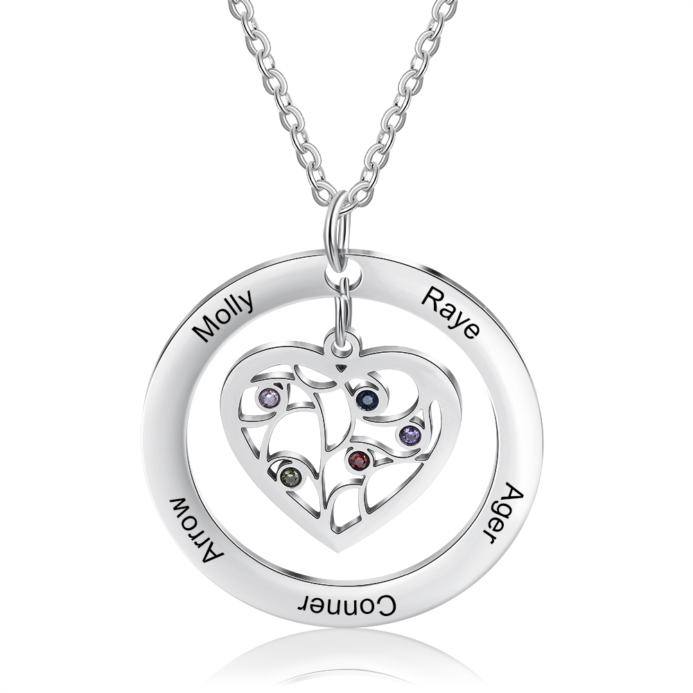 Heart 5 Birthstones Necklace