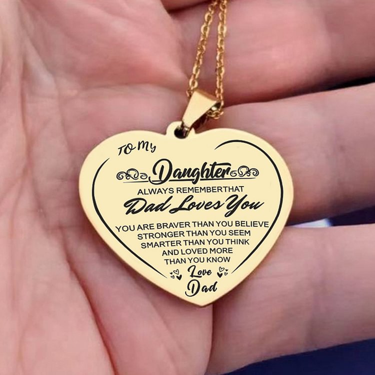 【Dad Loves You 】To my Daughter/Son Heart-Shaped Necklace