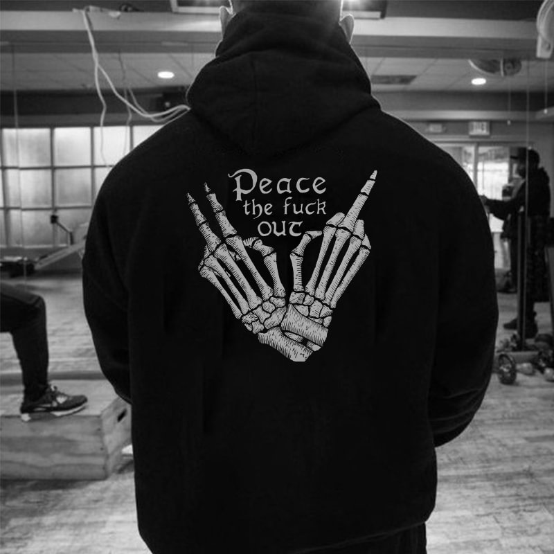 UPRANDY Peace The Fuck Ouc Printed Men's Hoodie -  UPRANDY