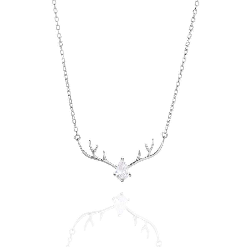 Elk Horn Silver Pendant Necklace