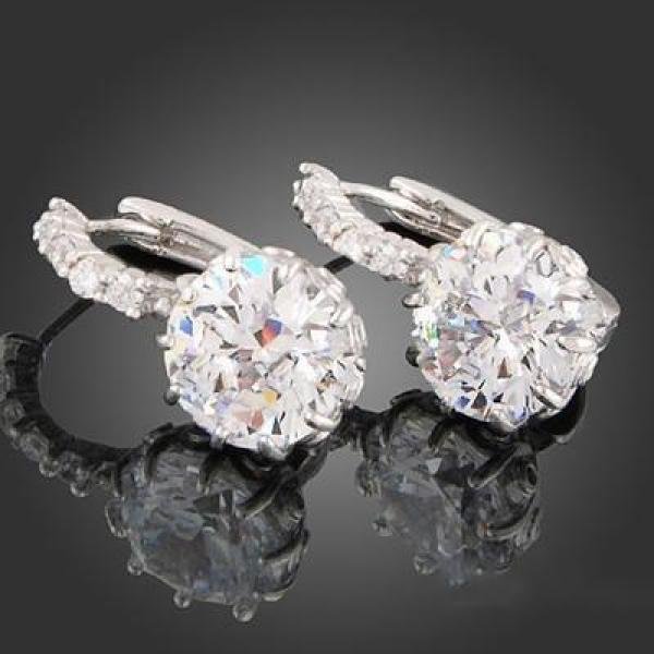 Women Prong Rhinestone Crystal Bling Pendant Hoop Earring Fashion Jewelry Wedding Earring