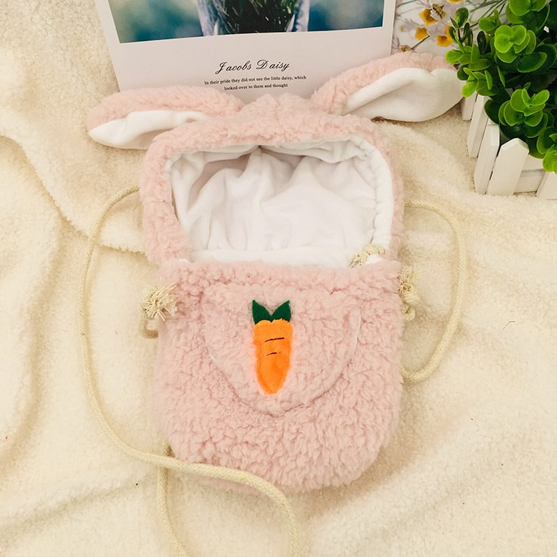[Suitable for 6 Inches dolls] Reborn Doll Brown Pink Plush Cute Carrying Bag Two Colors Option Pink Brown