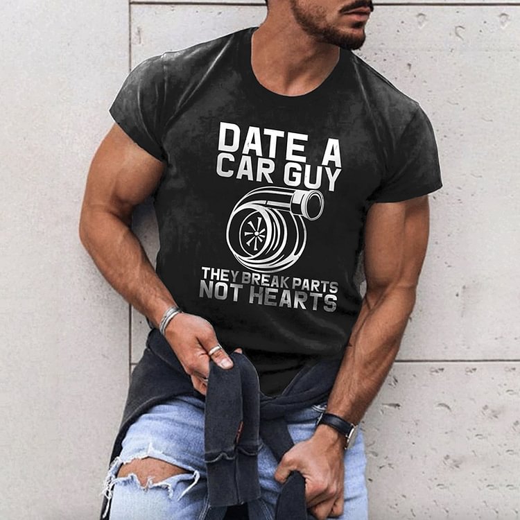 BrosWear Men's Funny Wheel Casual Short Sleeve T-Shirt