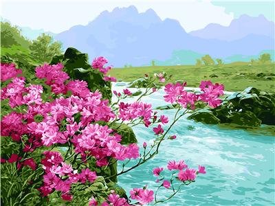 DIY Paint by Numbers Canvas Painting Kit for Kids & Adults - Pink Flowers、bestdiys、sdecorshop