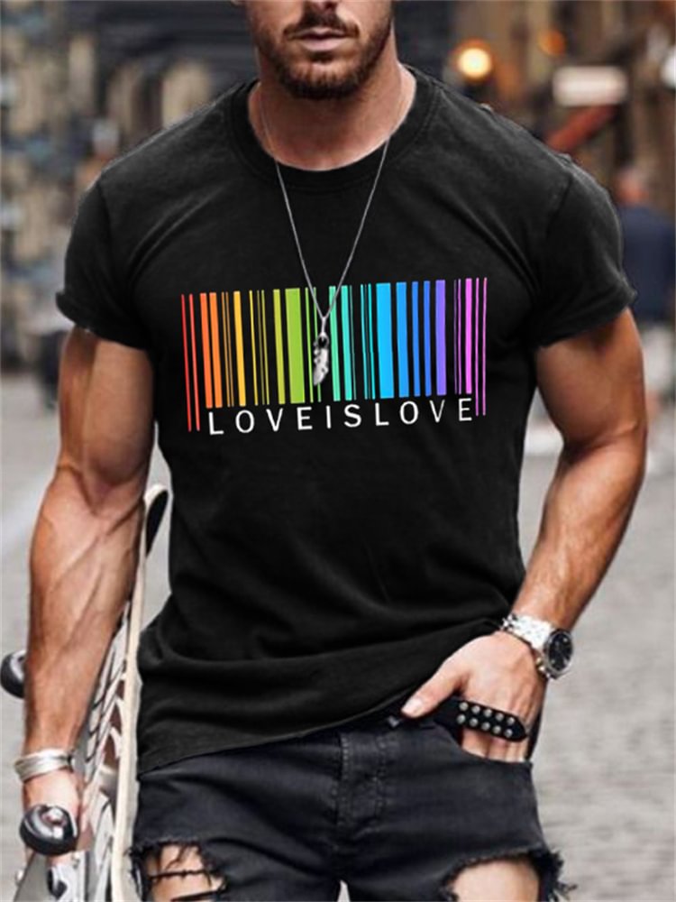 BrosWear Love Is Love Rainbow Barcode T-shirt