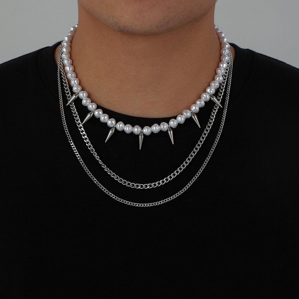 Clavicle Chain Bullet Stud Necklace / Techwear Club / Techwear