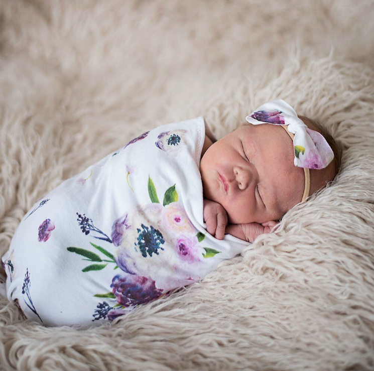  Adorable baby Swaddle Blanket and Headband Set - Reborndollsshop.com®-Reborndollsshop®
