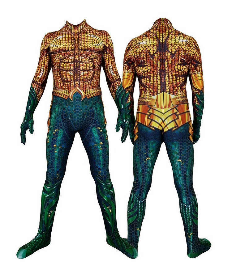 Mayoulove Aquaman Cosplay Costume Kids Adults Bodysuit Halloween Fancy Jumpsuits-Mayoulove