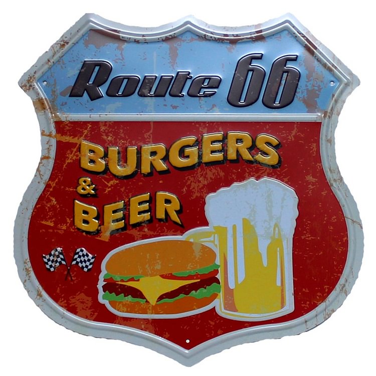 ROUTE 66 - Shield Shape Shield Vintage Tin Signs/Wooden Signs - 30*30CM