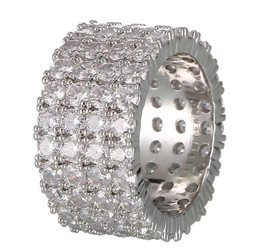 Hip Hop Iced Out Bling Men Eternity Ring-VESSFUL