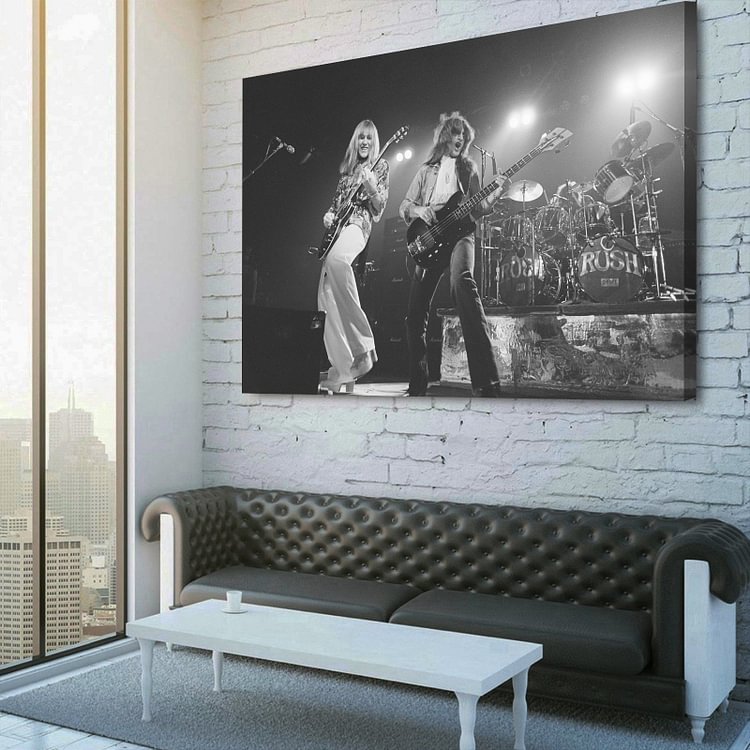 Rush Alex Lifeson and Geddy Lee live on stage Canvas Wall Art