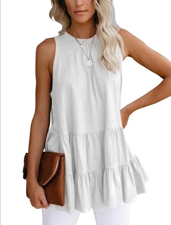 Women's solid color sleeveless T-shirt